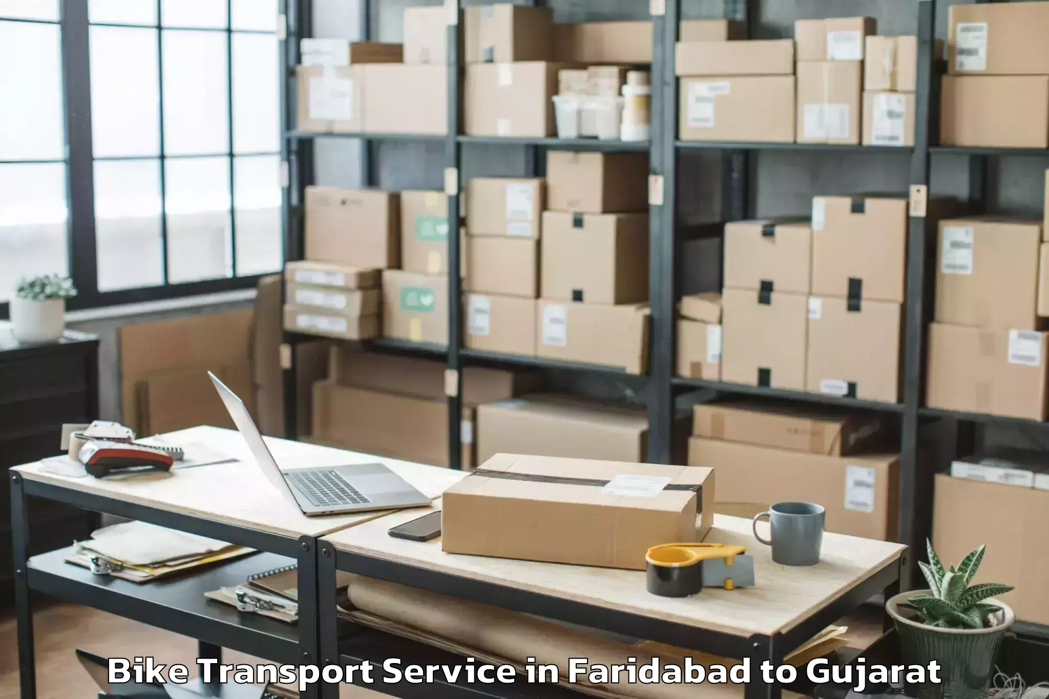 Professional Faridabad to Savli Bike Transport